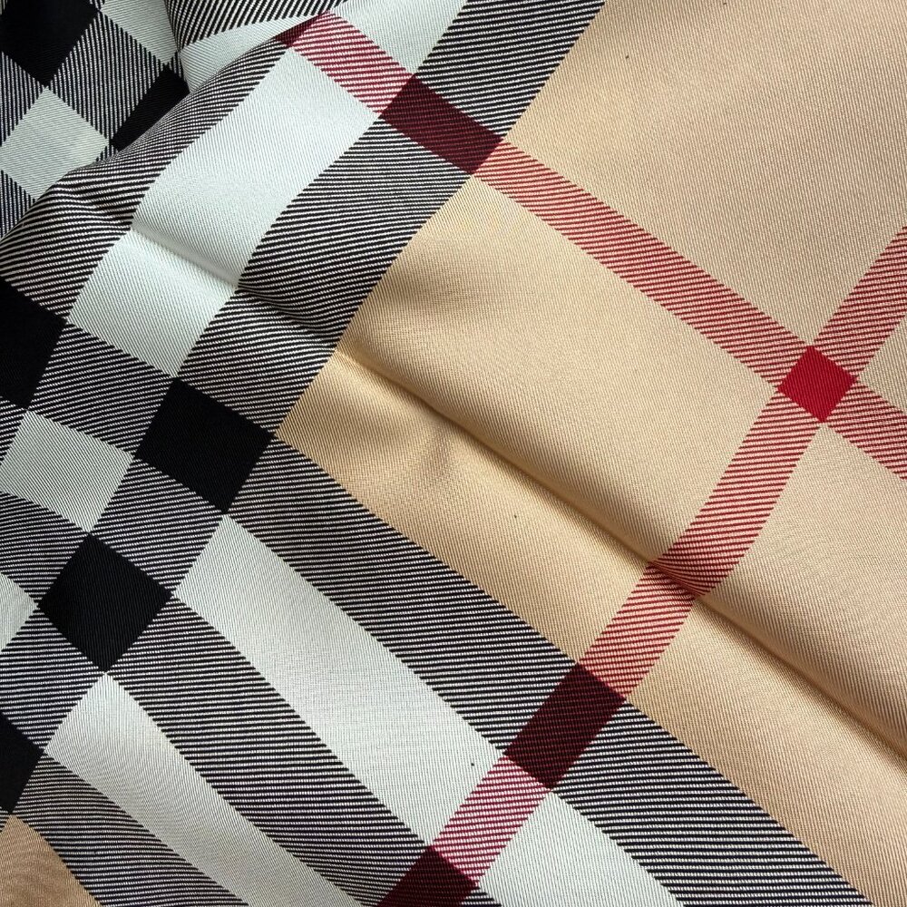 Display #6 New Burberry Scarf Beige with Red border - Picture 16 of 16